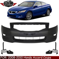Front Bumper Cover Primed Plastic Fog Lights For 2008-2010 Honda Accord Coupe