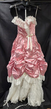 Vintage 1980s Loralie Prom Dress Metallic Pink With Lace Pink Strapless