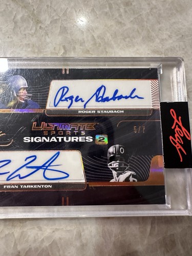 2021 Leaf Ultimate Gold Roger Staubach & Fran Tarkenton Dual Auto HOF QB’s /7 - Picture 3 of 5