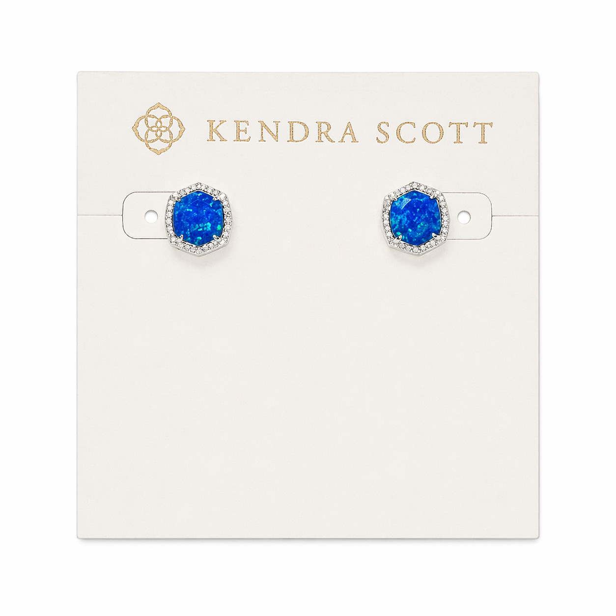 New Kendra Scott Davis Silver Stud Earrings Royal Blue