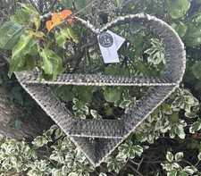 New Woven Raffia Heart Shaped Wall Shelving Unit - RRP £15 #NBR18