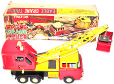 Rare VTG 1950s Marusan Tin Eagle Crane Truck Japan Friction Toy Retro Industrial