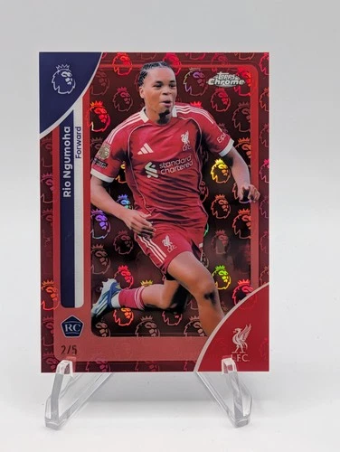 2026 Topps Chrome Premier League 112 Rio Ngumoha Red Logofractor /5 (RC)