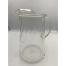 Classic Glass Pitcher for Water Juice Beverage Carafe Drinks 9" Tall EUC
