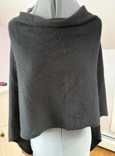 Poncho CLAUDIA NICHOLE 100% cashmere nero taglia unica collo cappuccio