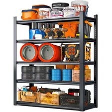 5-Tier Heavy Duty Steel Adjustable Garage Storage Shelving Unit in Black 47.2 I