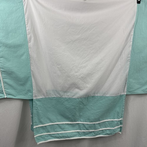 Levtex Baby Crib Skirt Gorgeous Preppy Blue Teal Pom Pom Tier Trim - Picture 3 of 9