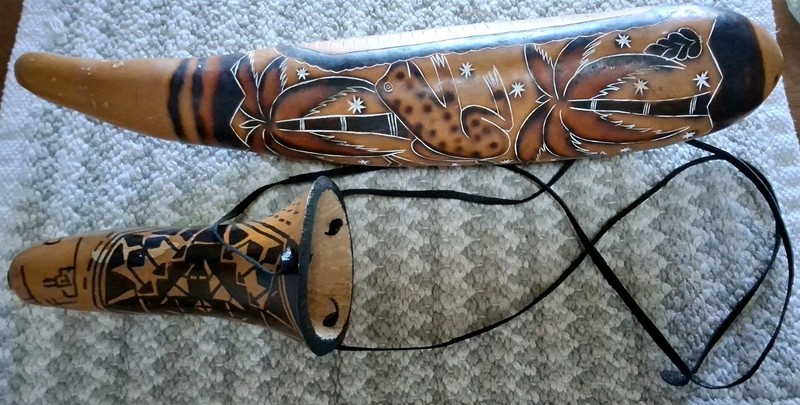 Peruvian/Andean Indian Carved Guiro Gourd Rain Stick Healing Folk Art 16"+ 1 Mre