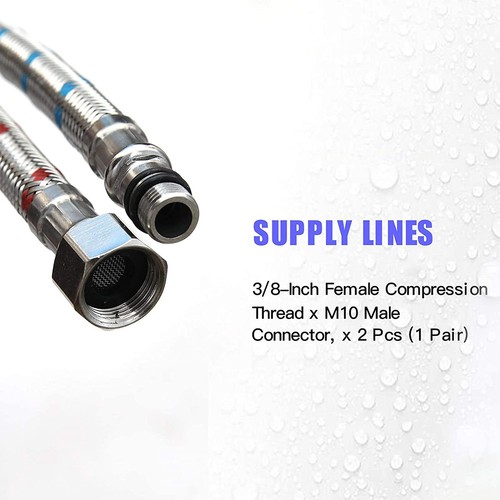 40-Inch Long Faucet Connector, 2Pcs Faucet Supply Lines, Kitchen Sink Toilet ... - Picture 4 of 6