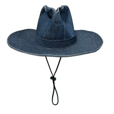 Wide Brim Denim Cowboy Hat Unisex Artisan Western Festival Workwear