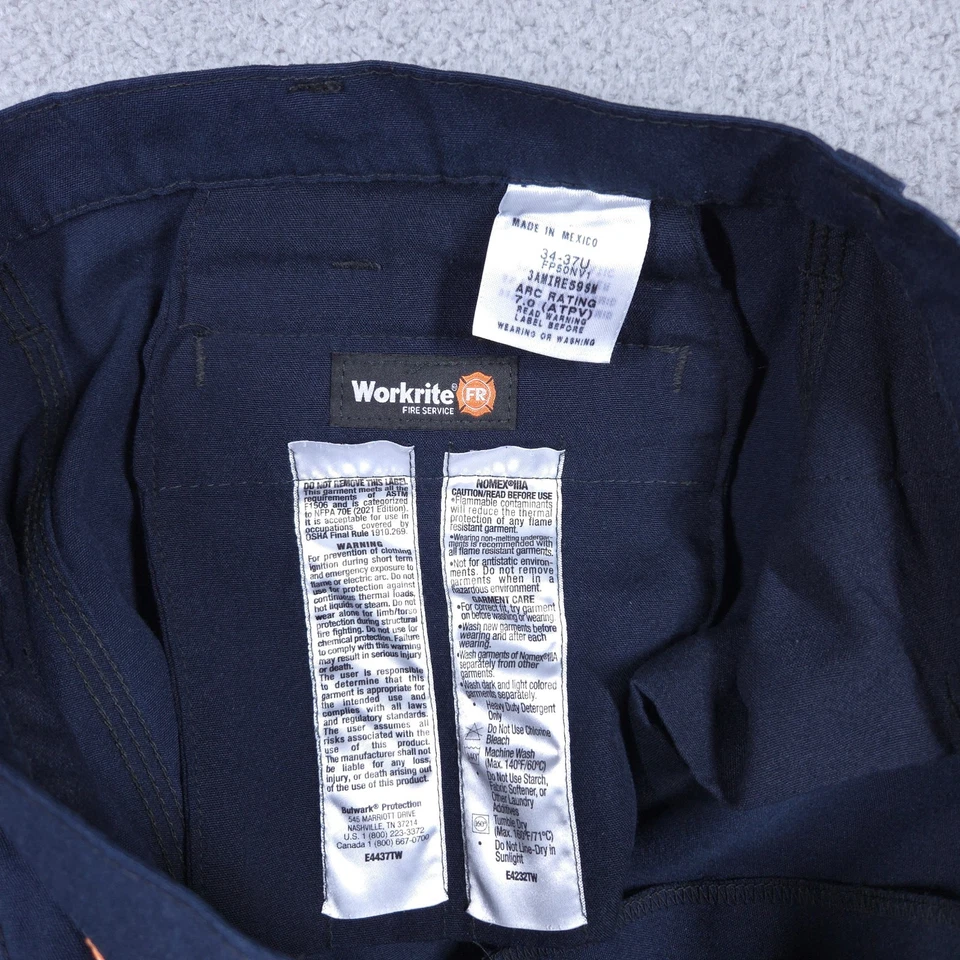 Workrite Firefighter Pants Men's 34x37 (Fits 34x35) Blue FR Fire Resistant Work - Image 4 of 4