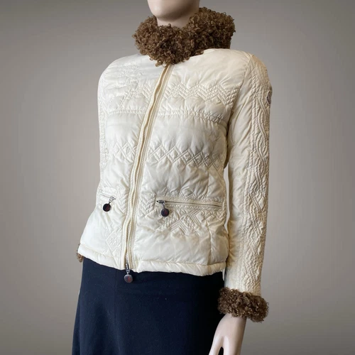 Moncler TAJINE piumino donna beige con colletto vintage anni 2000 taglia 1 S