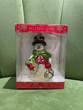 Belleek Living SNOWMAN FINE GLASS BAUBLE  Christmas Tree Box Decoration 8565