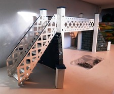 spur 0 Hornby No.3 seltene alte Gittertr&auml;ger-Fu&szlig;g&auml;ngerbr&uuml;cke