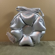 Wonder Nation Girls 3D Metallic Silver Flower Purse Crossbody Bag Strap NWT