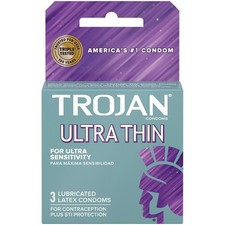 Trojan Ultra Thin Lubricated Latex Sensitivity Condoms 3 Pack