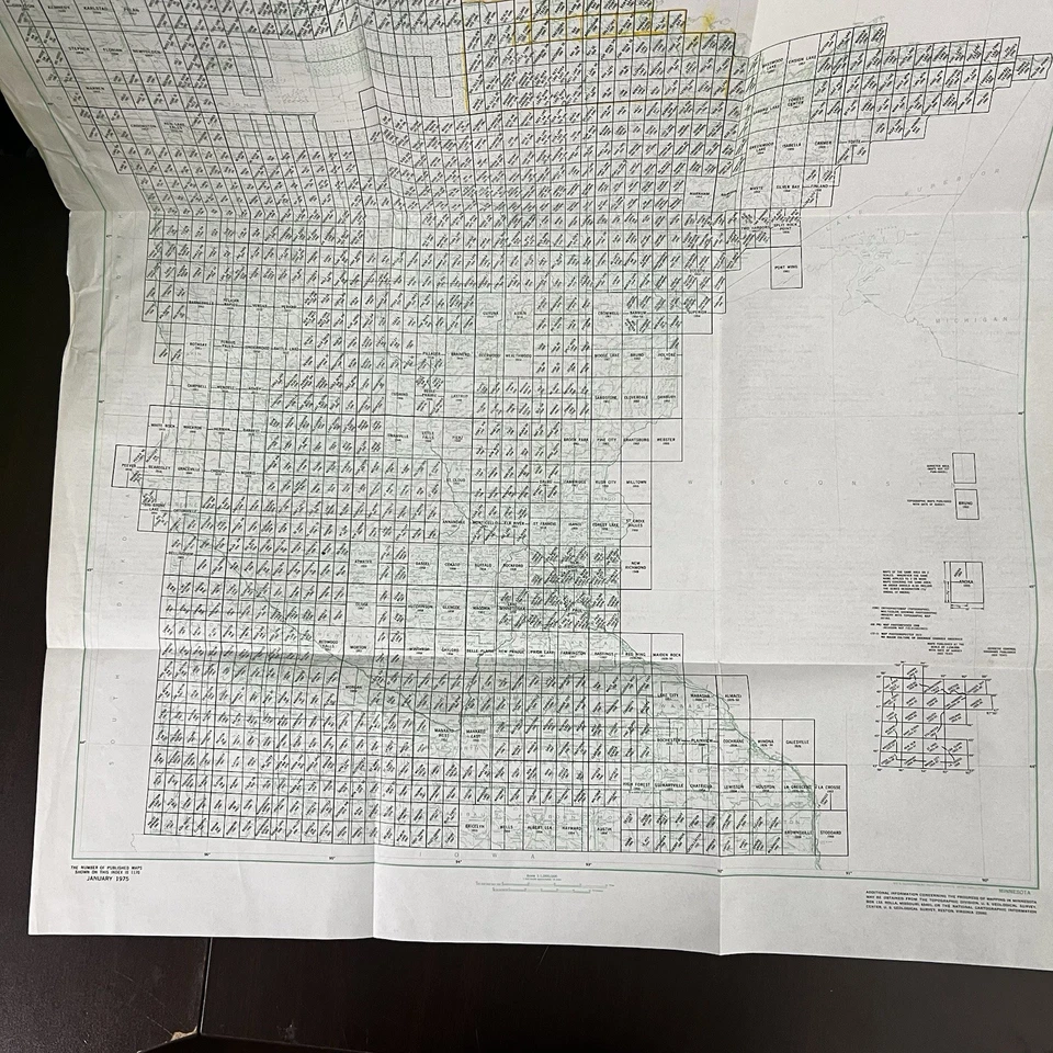 Índice USGS de Mapas Topográficos de Minnesota Enero 1975 Servicio Geológico LEER Foto 3 de 4