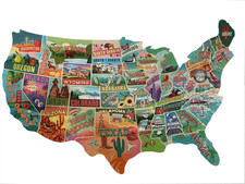 US Map Puzzle Great American Roadtrip with Individual States, 1000 Piece Jigsaw