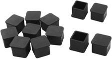 12-Pack Non-Slip Rubber Chair Leg Caps, 1" x 1" Floor Protectors - Black