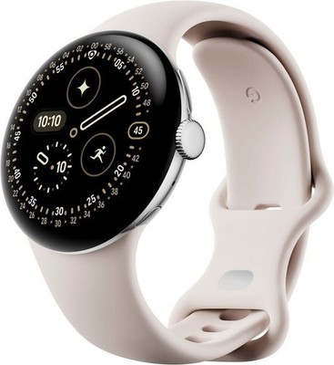Google Pixel Watch 4 41mm Wi-Fi Polished Silver Sportarmband Porcelain WIE NEU