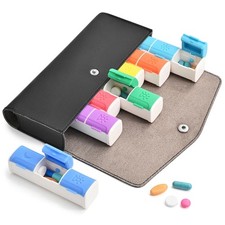 Weekly Pill Organizer, 7-Day Medicine Box, 2-3-4 Times 3 compartment, Black