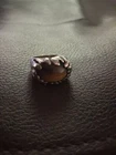 Vintage Silver Brutalist Ring With Brown Catseye Stone Appx. Size 7 Appx. 16g