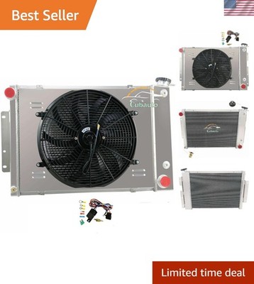 High Performance 4 Row Aluminum Radiator Kit with Fan for Chevy & Pontiac V8
