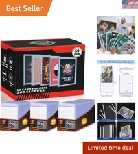 250 PCS Trading Card Sleeves Set - TopLoaders & Resealable Soft Penny Protectors