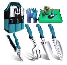 Kynup 7-Piece Garden Tool Set Stainless Steel Hand Tools with Carry Bag