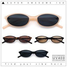 Womens Micro Oval Snug Dad Fashion Thin Plastic Sunglasses