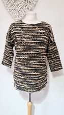 Ladies Nutmeg Black Brown Gold Glitter Bobble Knit Jumper Size 10 3/4 Sleeve