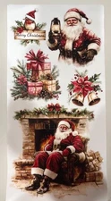 Christmas Rub On Transfers “Snowflakes & Santa” 12x6 Craft Upcycle DIY Ornaments