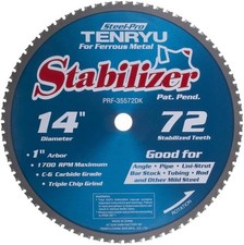 Tenryu PRF-35572DK 14" 72T 1" Arbor TCG Steel-Pro Stabilizer Dry Cutting Blade