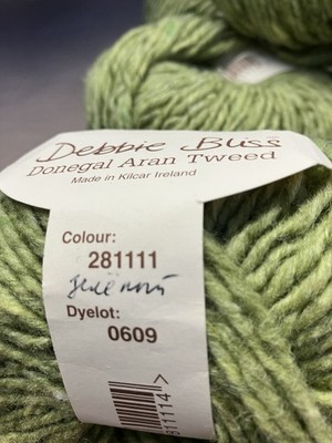6 Balls Debbie Bliss Donegal Aran Tweed Yarn 88m Color 281111 Lime 100% Wool