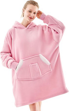 Wearable Blanket Hoodie, Oversized Sherpa Fleece Sweatshirt Blanket with Giant P