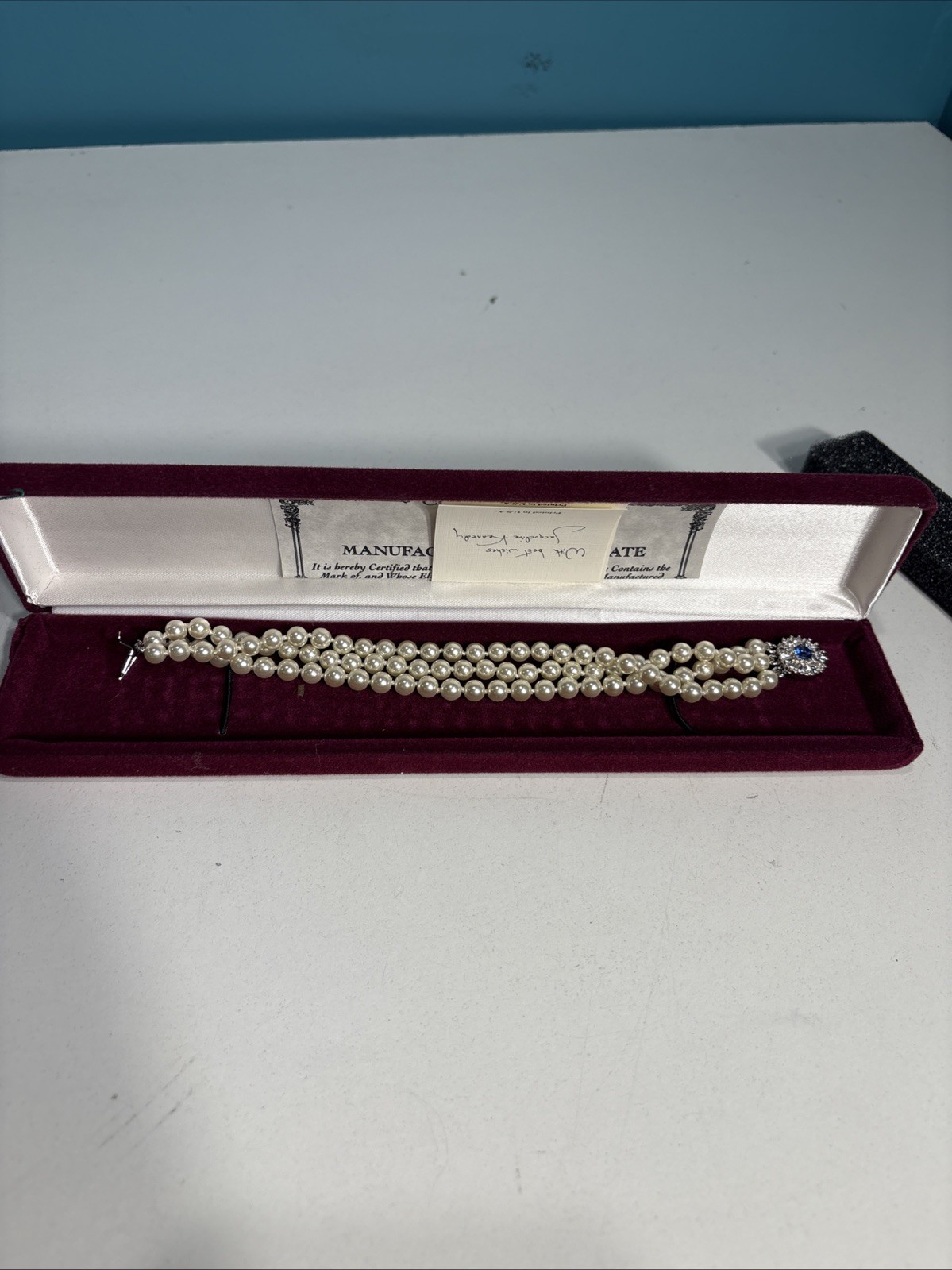Camrose & Kross Jacqueline Kennedy JBK Pearl Bracelet with sapphire clasp