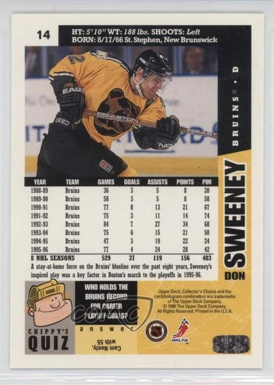 1996-97 Upper Deck Collector's Choice Don Sweeney #14 - Image 2 of 2