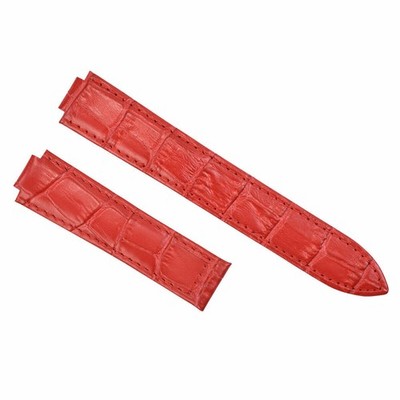 20mm Red Leather Replacement Watch Strap No Buckle For Cartier Ballon Bleu