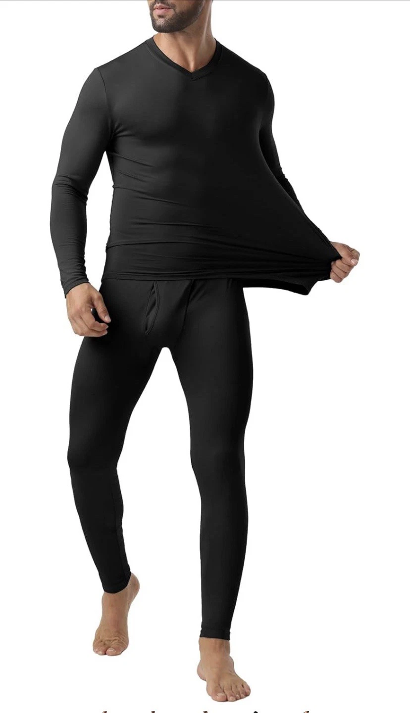 Thermal Underwear for Men Long Johns Thermal Fleece Lined Base Layer Set ( M )