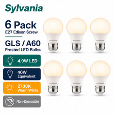 Image of Sylvania E27 GLS Frosted LED Bulbs 4.9W 2700K Warm White 6 Pack