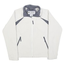COLUMBIA Womens White & Grey Softshell Jacket M Polyester Blend Zip Outdoor