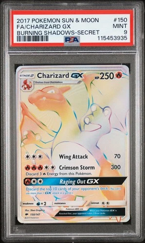 Charizard GX 2017 Pokemon Sun & Moon Burning Shadows #150/147 Secret Rare PSA 9