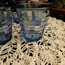 5- Duralex Prisme Marine Blue Glass Tumblers France EUC