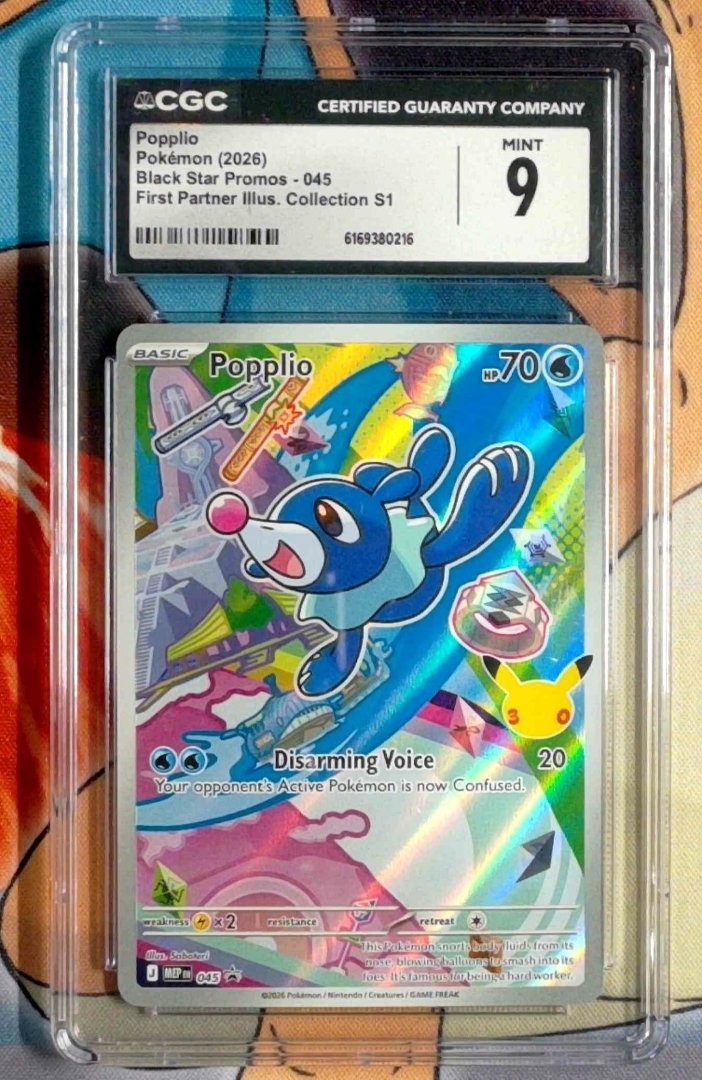 Pokemon Popplio #45 CGC 9 Mega Evolution Black Star Promos Holofoil Promo Slab
