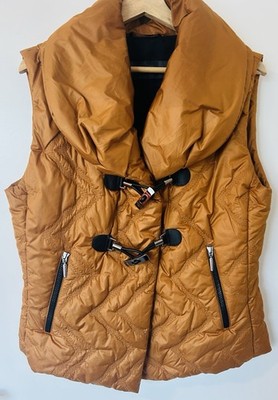 Airfield Vintage Quilted Puffer Illusion Vest Warm Caramel Brown Medium