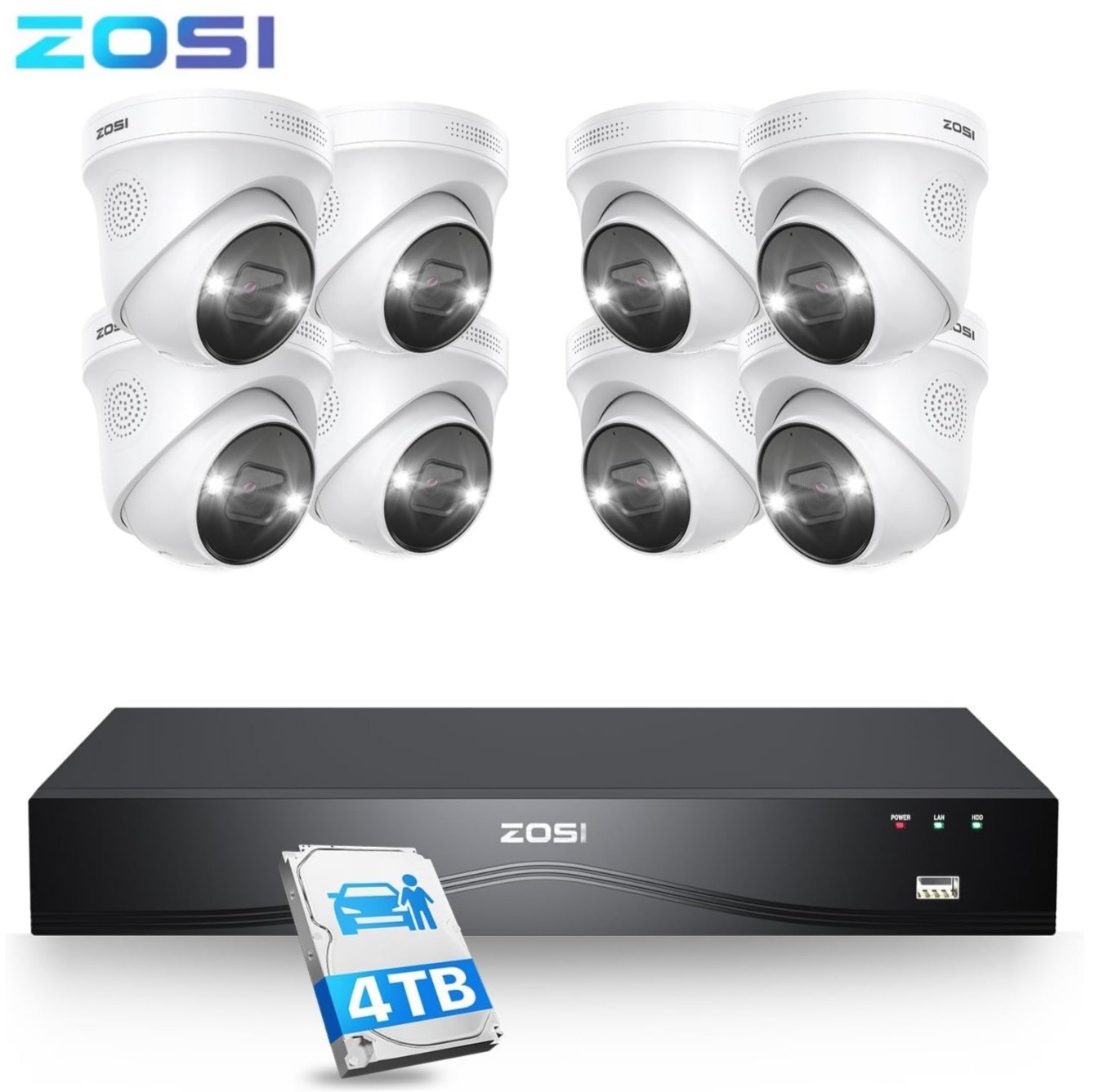 ZOSI 16CH 4K PoE Security Camera System 8pcs 8MP Outdoor Ind