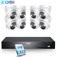 ZOSI 16CH 4K PoE Security Camera System 8pcs 8MP Outdoor Indoor IP Camera 4TBHDD