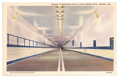 VTG Interior of the Bankhead Tunnel, Under Mobile River, Mobile, AL Postcard