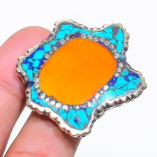 Yellow Coral Turquoise Adjustable Ring Handmade Tibetan Nepali Jewelry NR 3428