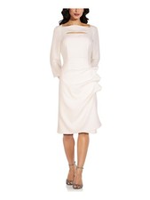 ADRIANNA PAPELL Womens Ivory 3/4 Sleeve Knee Length Party Sheath Dress 6